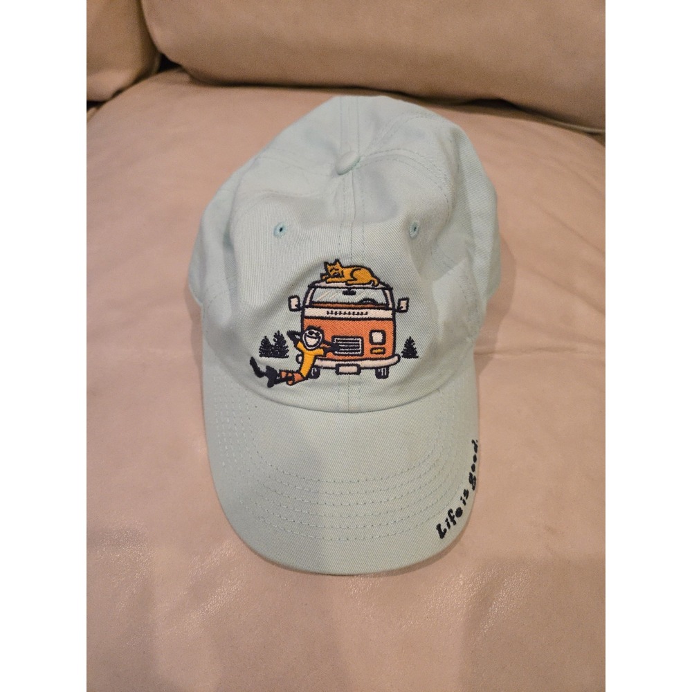 LIFE IS GOOD Orange VW VAN HAT Aqua Cap Outdoor Life Camping Hike Summer Dog